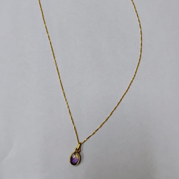 La Bolivianita (or Ametrine) With Italian 18K Yellow Gold Chain Necklace. - Picture 14 of 14